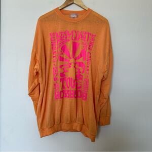 Show Me Your Mumu Sweatshirt Womens XS Orange Oversized Graphic Print